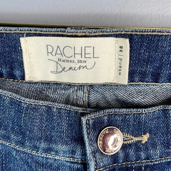 RACHEL Rachel Roy Distressed Rebel Weekend Blue Medium Wash Mid Rise Jeans 28 - Picture 6 of 9